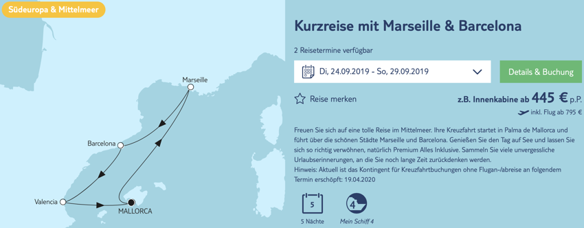 Reisehugode 6 Tage Mein Schiff 445 Tui Cruises