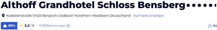 Althoff Grandhotel Schloss Bensberg, holidaycheck Bewertungen Hotels reisen