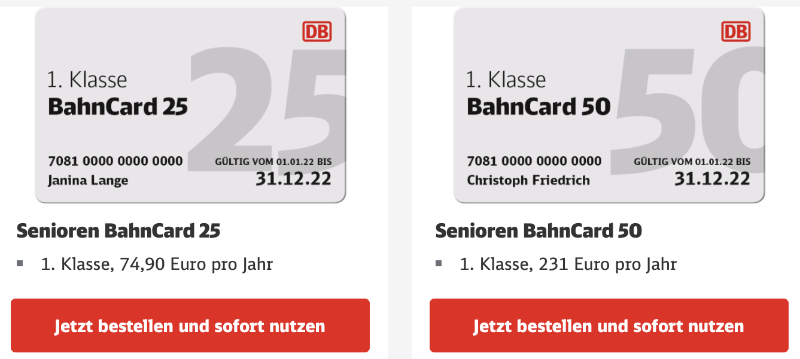 Senioren BahnCard ab 37,90 €