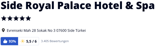 holidaycheck bewertungen hotels reisen, Side Royal Palace Hotel & Spa Türkei