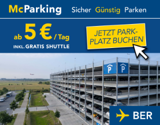 McParking 4€ Gutschein - Parken am Flughafen Berlin (BER)