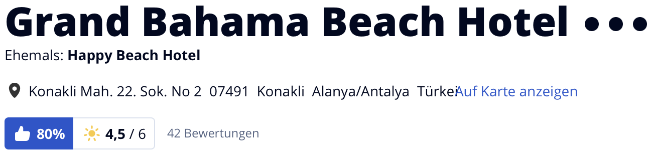holidaycheck bewertungen hotels reisen, Türkei Hotel Grand Bahama Beach konakli alanya Antalya last Minute