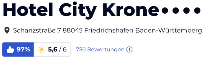 Bewertung Holidaycheck.de reisen hotels, Hotel City Krone Friedrichshafen