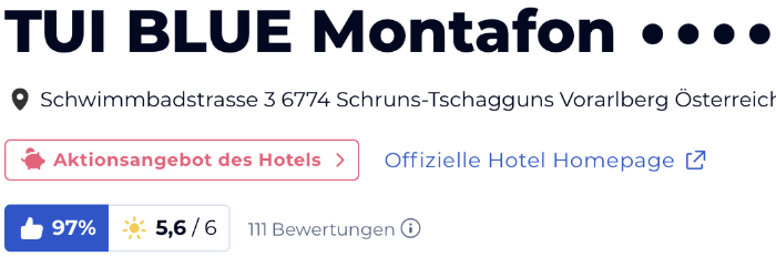 Holidaycheck Bewertungen hotels reisen, Österreich TUI BLUE Montafon
