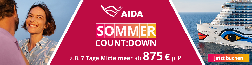AIDA Sommer Countdown z.B. 7 Tage Mittelmeer schon ab 875€ p.P.