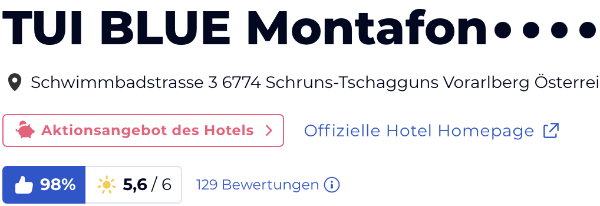 Holidaycheck Bewertungen hotels reisen, Österreich TUI BLUE Montafon