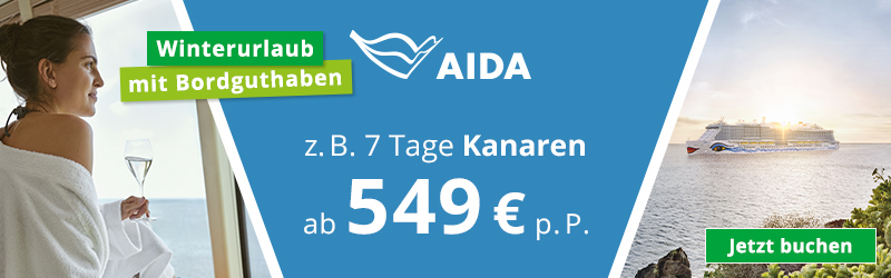 AIDA: Nur im Juli bis zu 200€ Bordguthaben auf Reisen im Winter