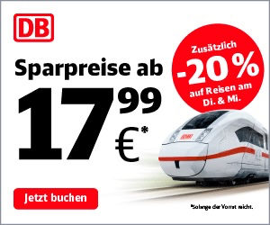 Super Sparpreis Tickets bei der Bahn ab 17,99€ + 20% Extra-Rabatt 