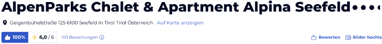 AlpenParks Chalet & Apartment Alpina Seefeld, holidaycheck hotels Bewertungen reisen urlaub Städtereisen Pauschalurlaub billig