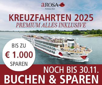 A-ROSA Flusskreuzfahrten - Bis zu 1.000€ p.P. Frühbucher- und Extra-Rabatt