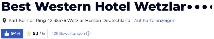 holidaycheck reise hotels bewertungen, Best Western Hotel Wetzlar/Lahntal