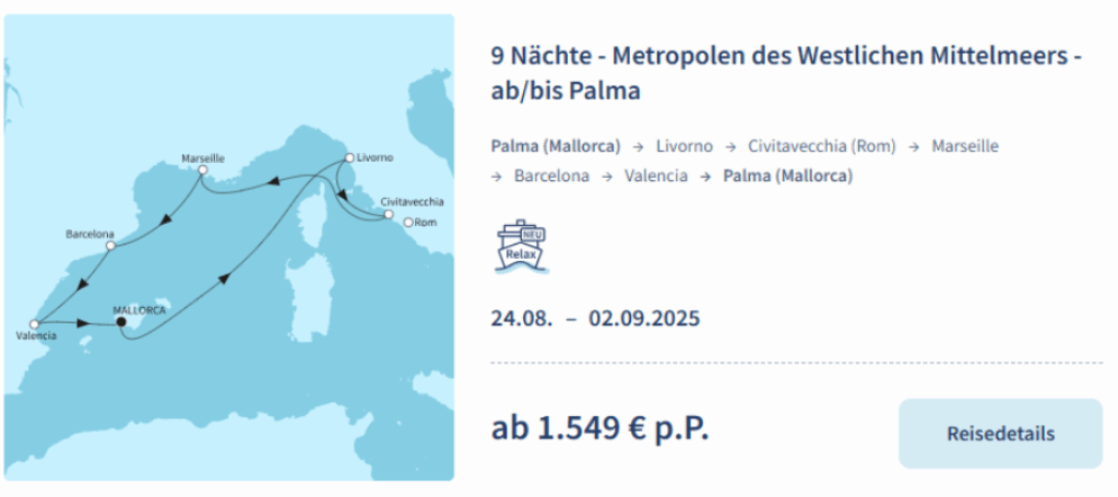 TUI Cruises | Exklusive Angebote für die Mein Schiff Relax im Juni z.B. Frühbucher 7 Nächte Kanaren schon ab 849€ p.P.
