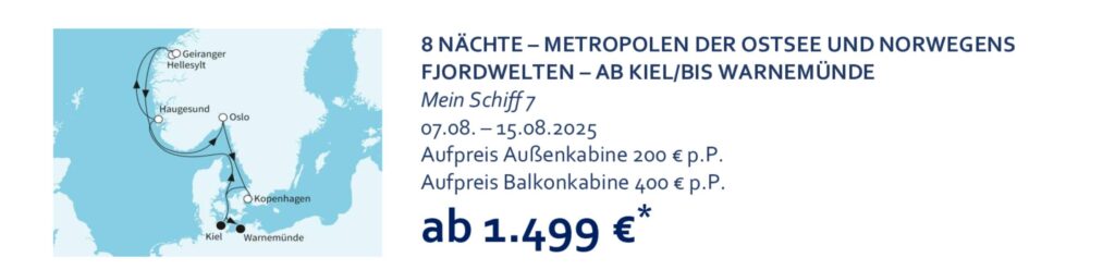 TUI Cruises Wochenendangebot, Mein Schiff ® Wochenendangebot