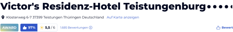 holidaycheck urlaub reisen hotels Hotelbewertungen, Victor's Residenz-Hotel Teistungenburg