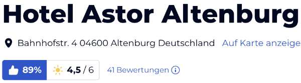 holidaycheck reise hotels bewertungen, Hotel Astor Altenburg 