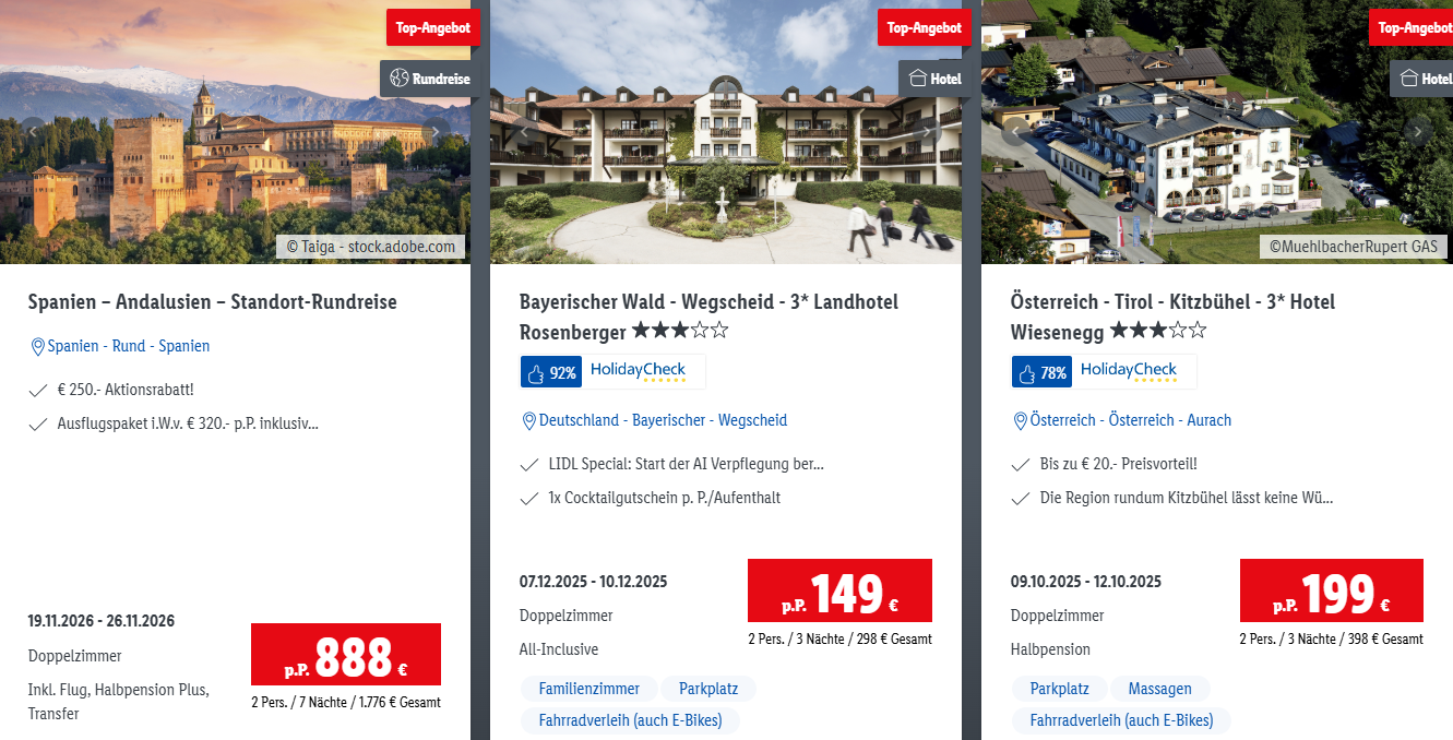 Lidl Reisen Deals Angebote Aktion Bestseller der Woche