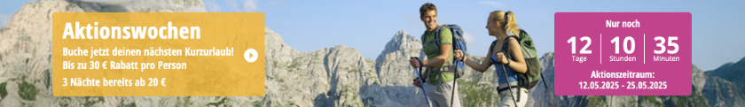 HolidayTrex Aktion Kurzurlaub: Bis zu 30€ Rabatt pro Person - 3 Nächte bereits ab 20€ p.P.