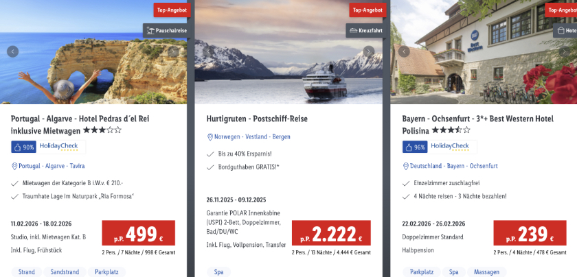 Lidl Reisen Deals Angebote Aktion Bestseller der Woche