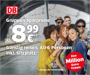 Aktion bei der Bahn: Super Sparpreis für Gruppen - Tickets inkl. Sitzplatz schon ab 8,99€ p.P.