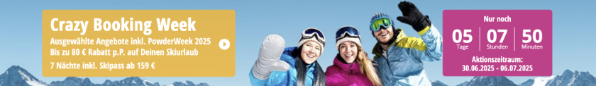 SnowTrex Crazy Booking Week: Bis zu 80€ Rabatt p.P.