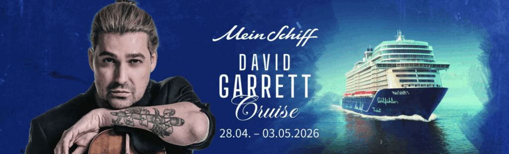 Star-Violinist David Garrett verwandelt das Theater der Mein Schiff 1 in einen schwimmenden Konzertsaal