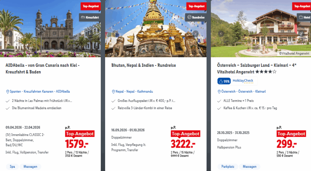 Lidl Reisen Deals Angebote Aktion Bestseller der Woche
