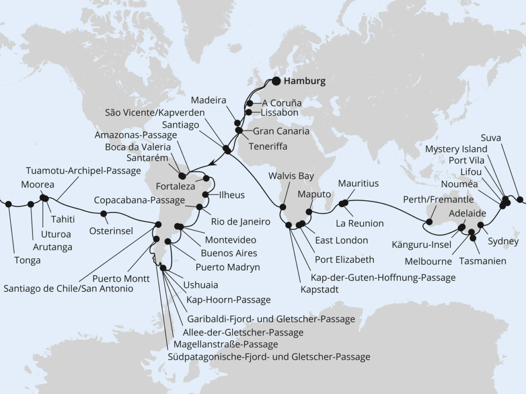 AIDA Weltreise 2026: 126 Tage ab/bis Hamburg in einer Meerblickkabine schon ab 23.995€ p.P.