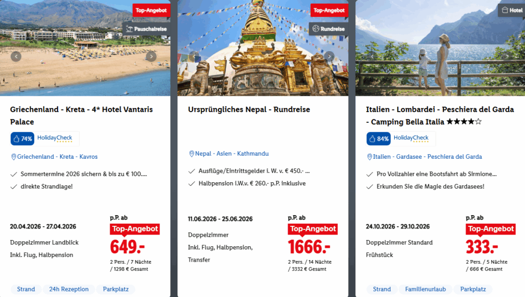 Lidl Reisen Deals Angebote Aktion Bestseller der Woche