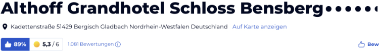 Althoff Grandhotel Schloss Bensberg, holidaycheck Bewertungen Hotels reisen