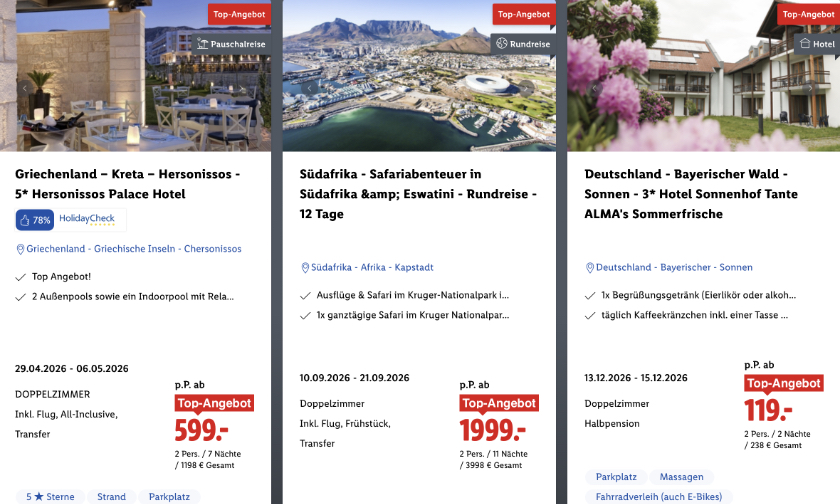 Lidl Reisen Deals Angebote Aktion Bestseller der Woche