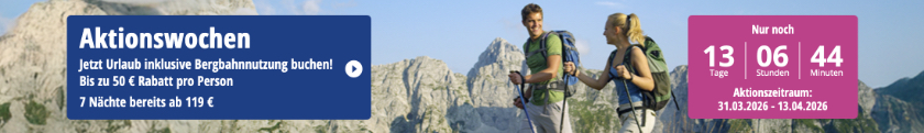 HolidayTrex Aktion: Bis zu 50€ Rabatt pro Person + Bergbahnen inklusive - 3 Nächte schon ab 64€ p.P.