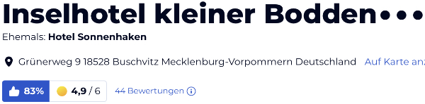 HolidayCheck reisen urlaub Bewertungen Hotels, Inselhotel Kleiner Bodden