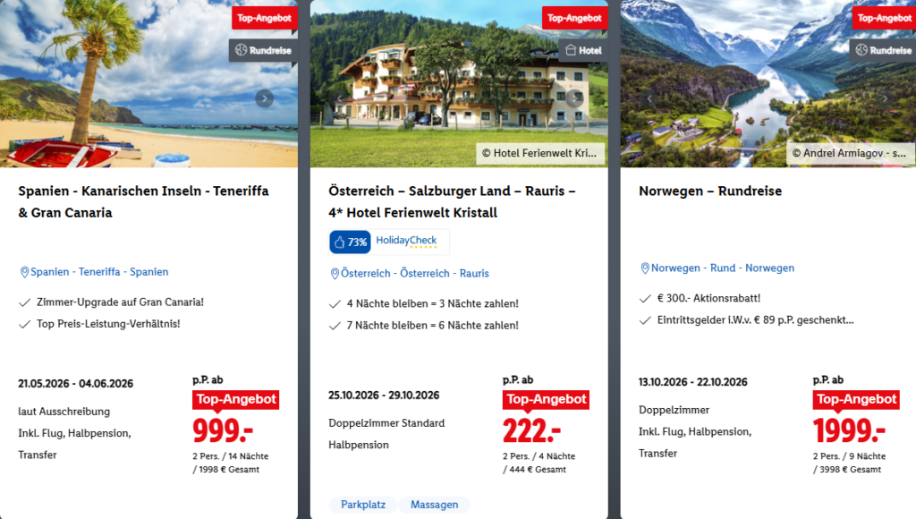 Lidl Reisen Deals Angebote Aktion Bestseller der Woche