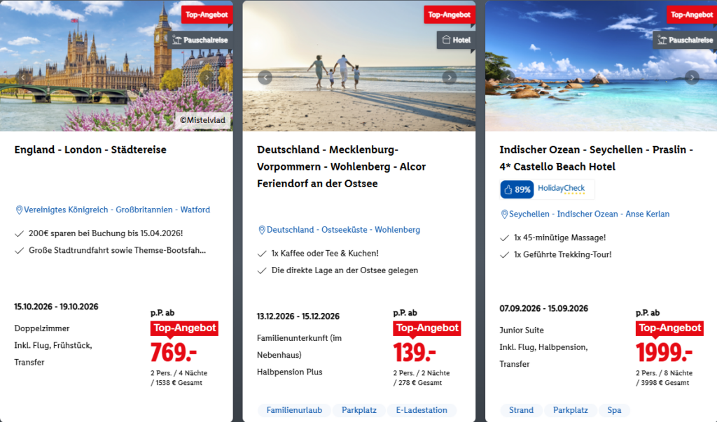 Lidl Reisen Deals Angebote Aktion Bestseller der Woche