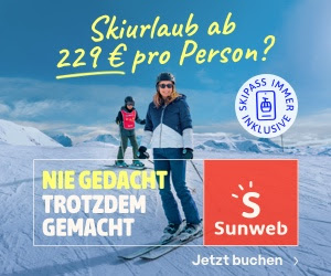 Sunweb: Skiurlaub inkl. Skipass schon ab 229€ p.P.