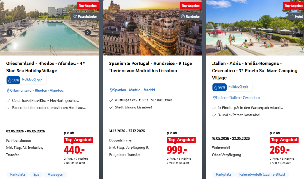 Lidl Reisen Deals Angebote Aktion Bestseller der Woche