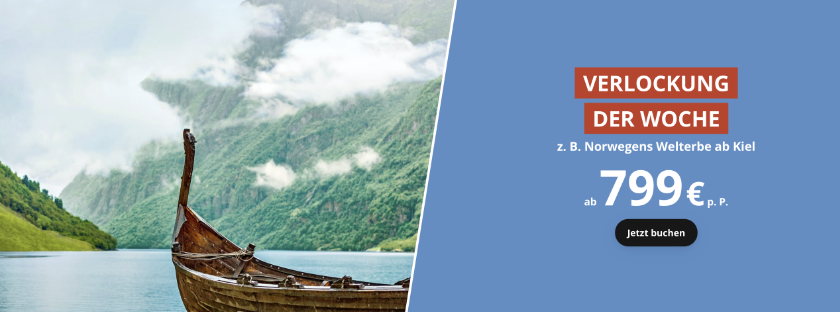AIDA Verlockung der Woche z.B. 7 Tage Norwegens Welterbe ab Kiel schon ab 799€ p.P.