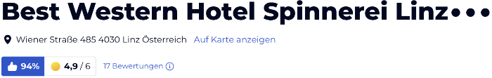 holidaycheck urlaub reisen hotels Hotelbewertungen, Österreich Best Western Hotel Spinnerei Linz