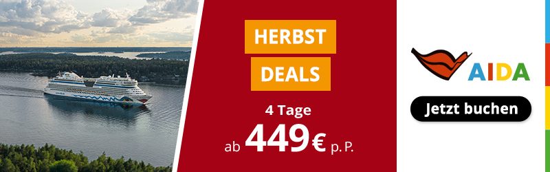 AIDA Herbst-Deals z.B. 4 Tage Kurzreise Nordland ab Kiel schon ab 449€ p.P.