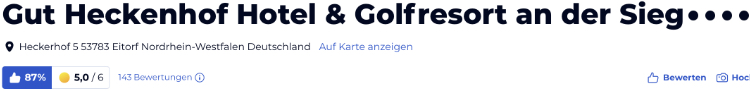 HolidayCheck reisen urlaub Bewertungen Hotels, Gut Heckenhof Hotel- und Golfresort an der Sieg