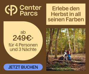 Goldener Herbst-Angebot bei Center Parcs z.B. schon ab 249€ für 3 Nächte für 4 Personen