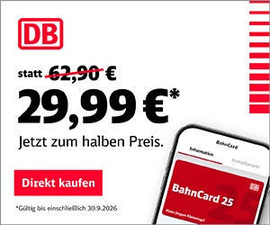 Die BahnCard 25 für die 2. Klasse schon ab 29,99€